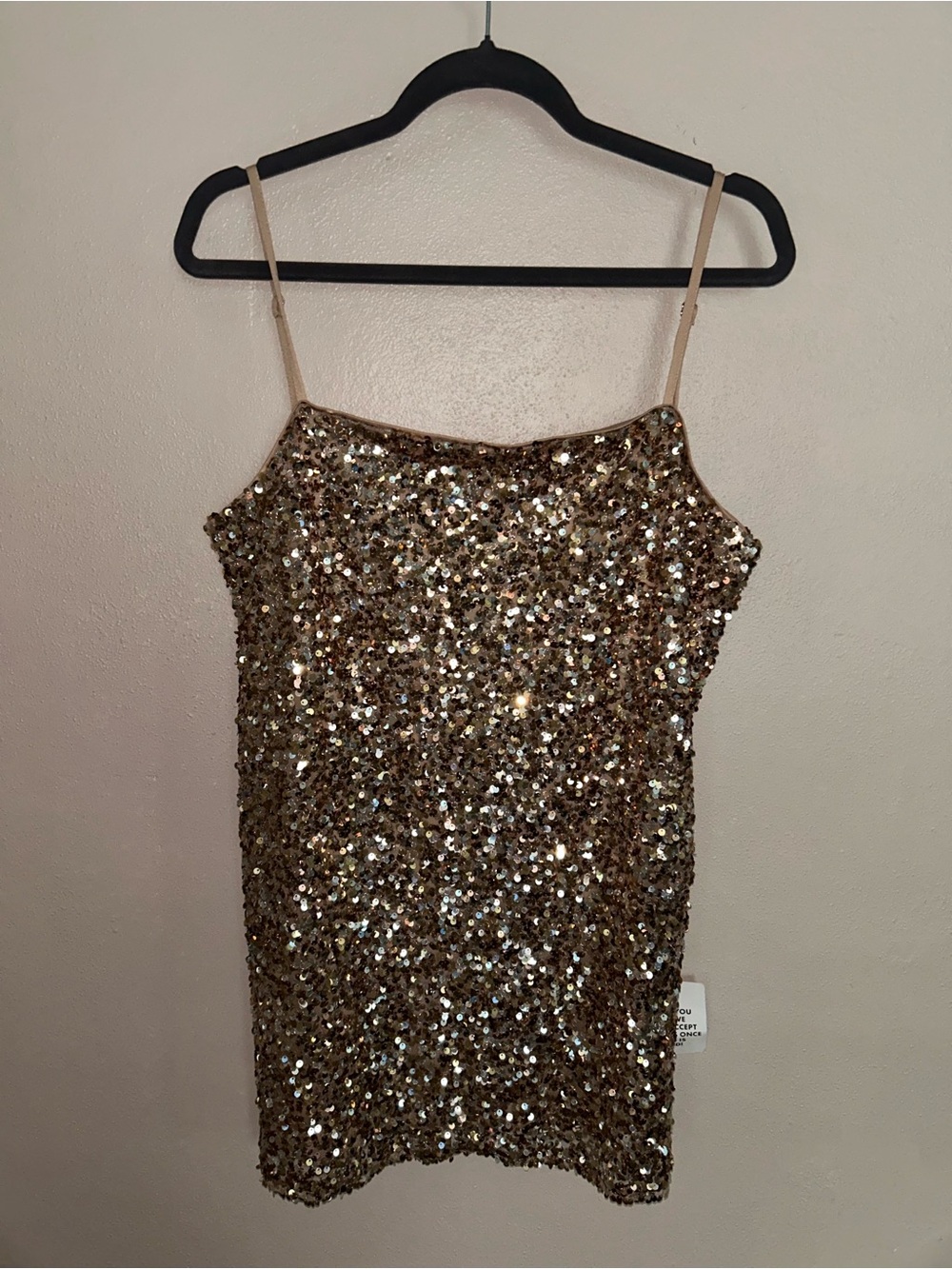 ASOS Gold Sequin Mini Slip Dress